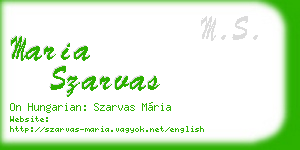 maria szarvas business card